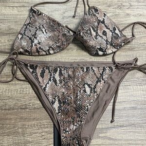 Fashion Nova Snake Print Bikini Set Sz XL